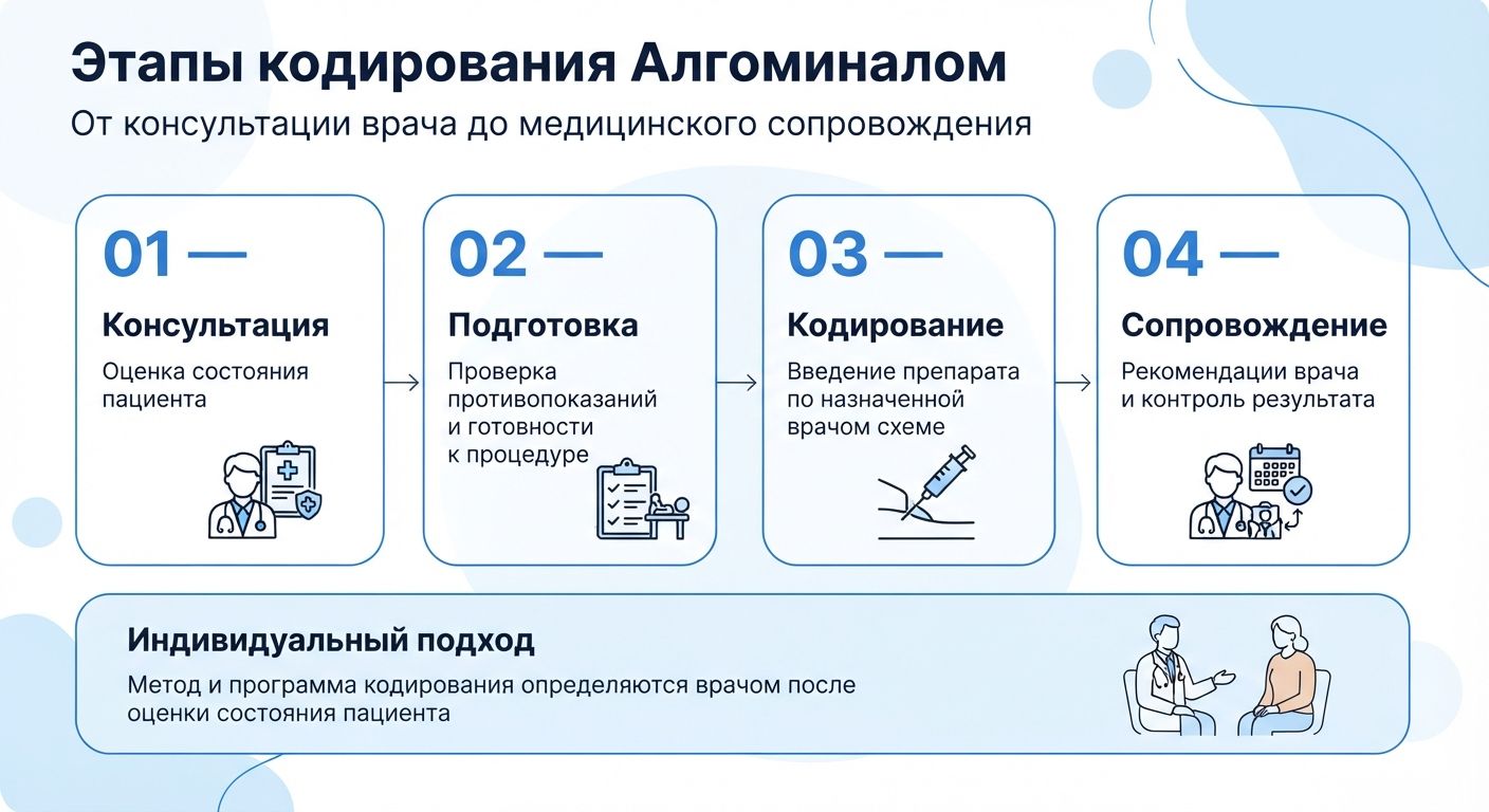 Кодирование препаратом «Алгоминал» в Боровске инфографика